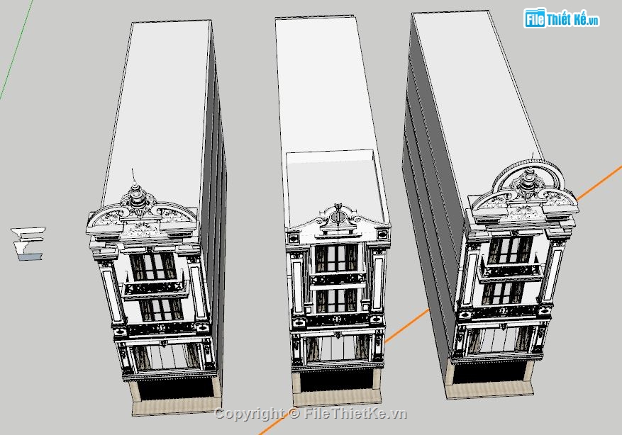 mẫu nhà phố 3 tầng sketchup,model sketchup nhà phố 3 tầng,sketchup nhà phố 3 tầng,nhà phố 3 tầng sketchup